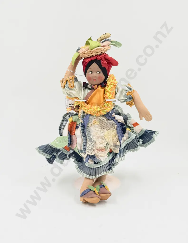 C1930's Joao Perotti All Cloth Carmen Miranda Doll with labels to body 39cm Image 1++