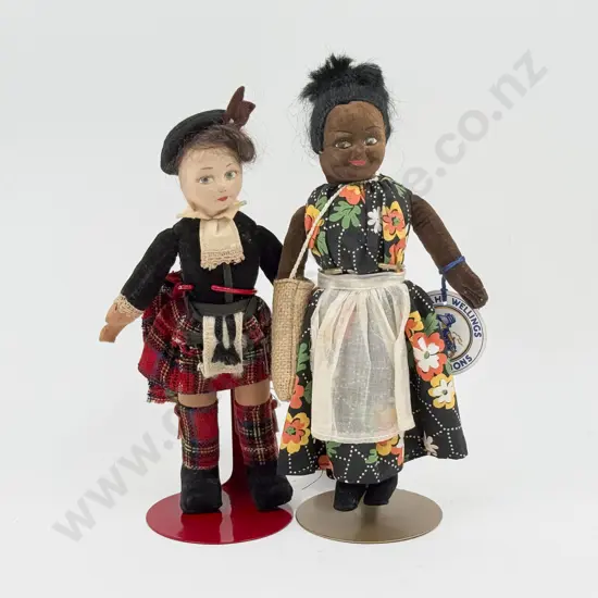 Two Norah Wellings All Cloth Dolls West Indies Girl and Scottish Lad