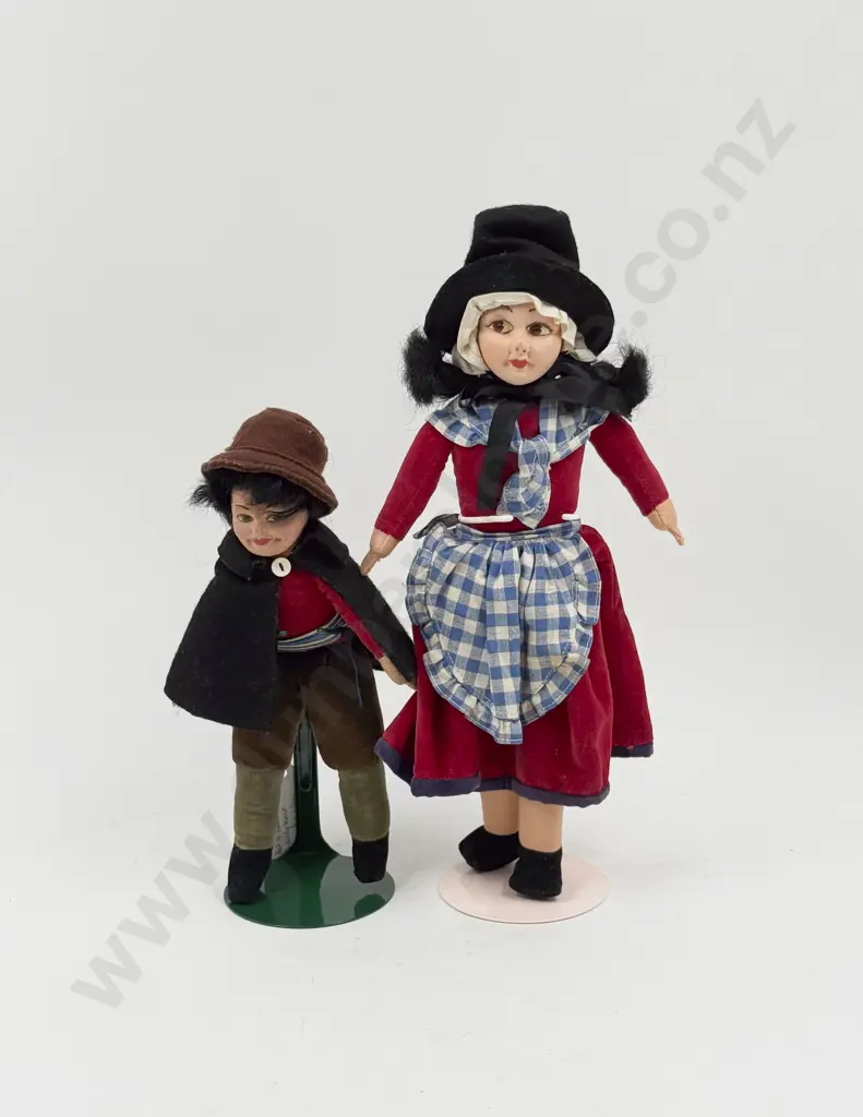 Two Norah Wellings All Cloth Dolls Welsh Girl and Gypsy Boy Image 1++