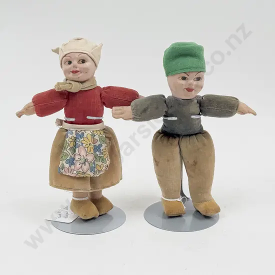 Two Norah Wellings All Cloth Dolls Dutch Boy and Girl