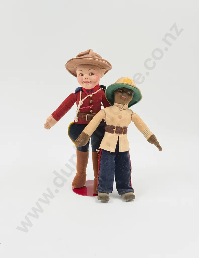 Two Norah Wellings All Cloth Dolls Canadian Mountie & Bermuda Policeman Image 1++