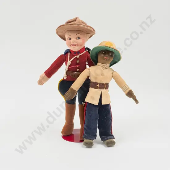 Two Norah Wellings All Cloth Dolls Canadian Mountie & Bermuda Policeman