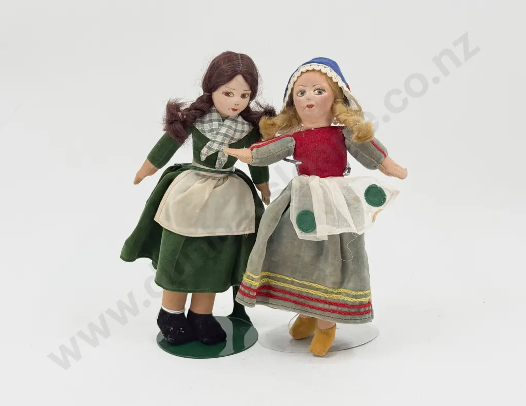 Two Norah Wellings All Cloth Dolls Irish Lass and Milk Maid Image 1++