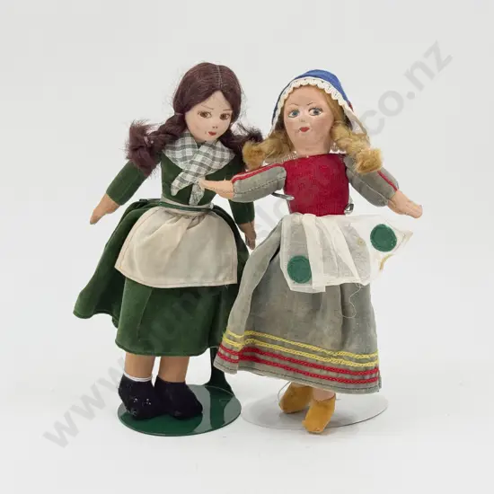 Two Norah Wellings All Cloth Dolls Irish Lass and Milk Maid