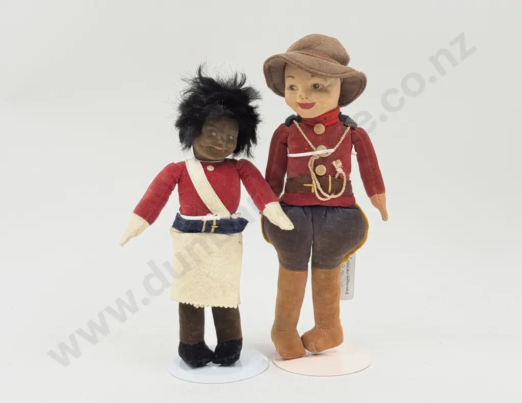 Two Norah Wellings All Cloth Dolls Canadian Mountie and Island Policeman Image 1++