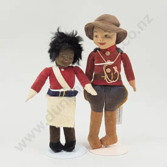 Two Norah Wellings All Cloth Dolls Canadian Mountie and Island Policeman