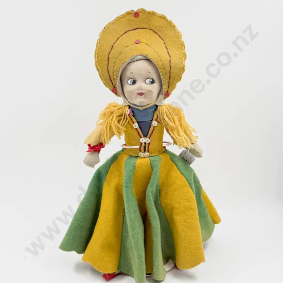 C1930's Hand Made All Felt Character Doll with Pressed Painted Face 45cm - 52cm