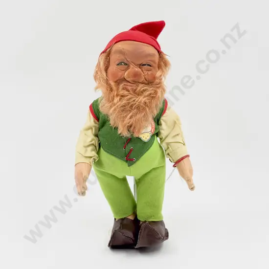 Vintage Steiff Original Marke Lucki Dwarf Doll with Original Tag Germany 28cm