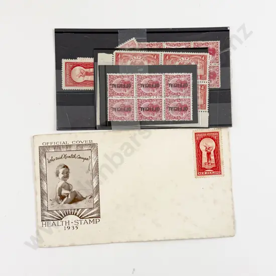 NZ 1926 1d Penny Block of 6 Official Block of 6 and Health Stamps