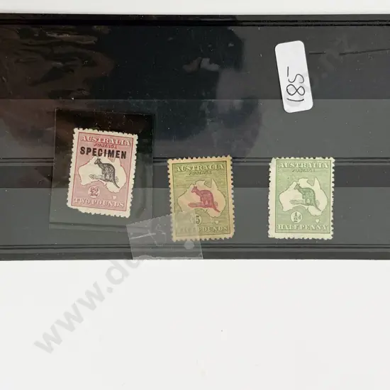 Australia £2 Specimen Kangaroo Map with £5 and Half Penny all un-used