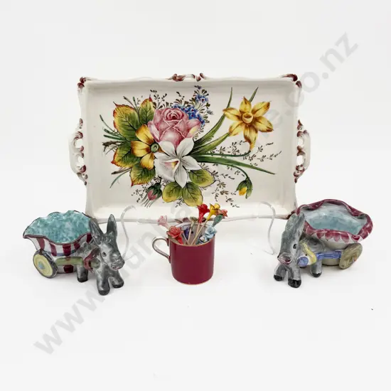 Two Hand Painted Figurines with Two Others