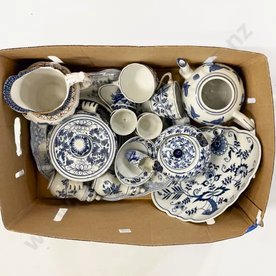 Box of Assorted Blue and White China