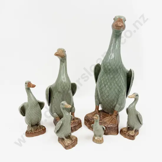 Graduated Set of Porcelain Duck Figurines
