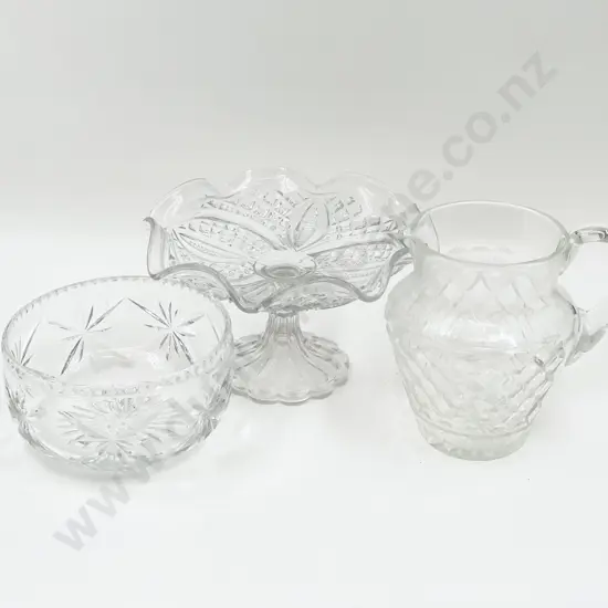 Glass Footed Bowl with Crystal Bowl and Other