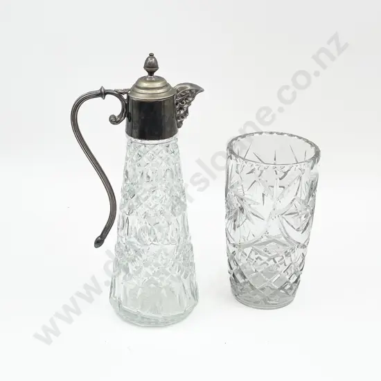 Glass Claret Jug with Crystal Vase
