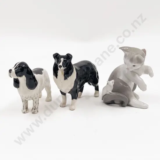 Two Beswick Dogs Together with Lladro Cat