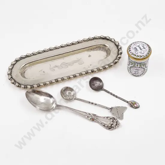 Small Sterling Dish & Three Sterling Spoons Etc