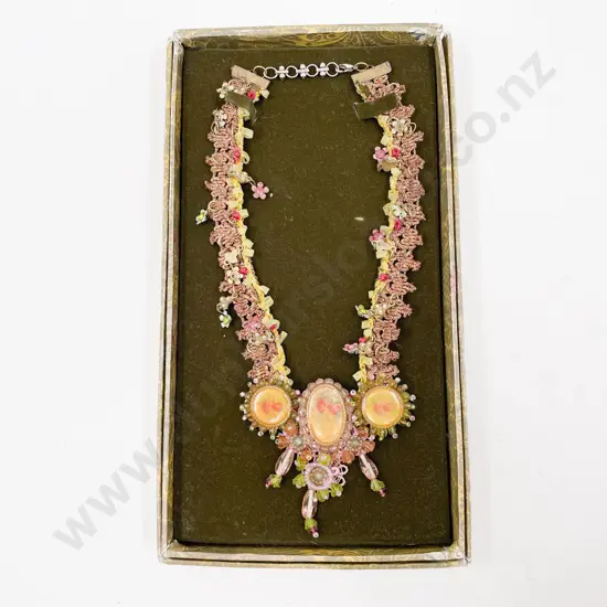 1980s Mille Fleur Floral Necklace