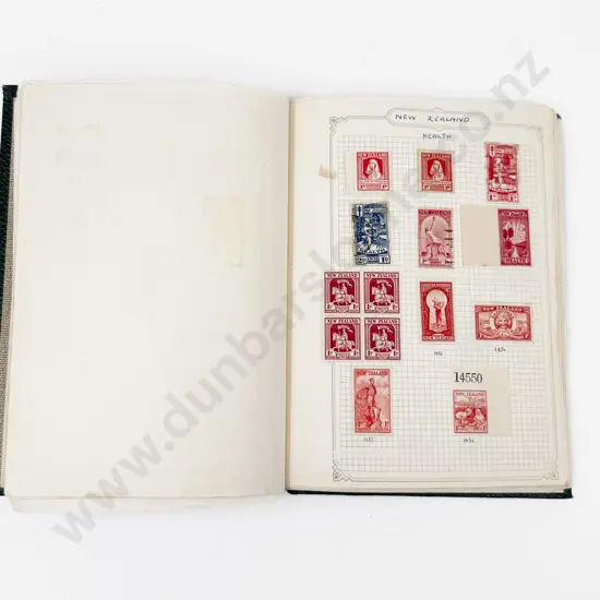 NZ Vintage Album Mainly Pre-decimal Individual Stamps with Some Blocks including Red and Blue Boy