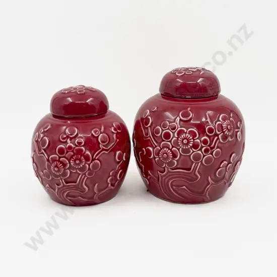 Graduated Pair of Crown Lynn Ginger Jars