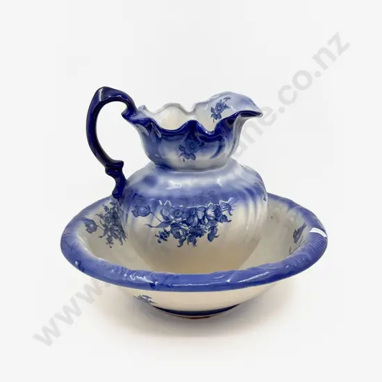 English Blue & White Floral Patterned Wash Set