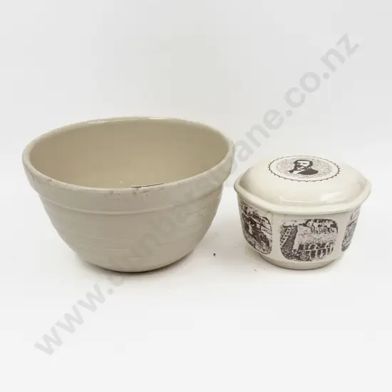 Crown Lynn Mixing Bowl & Commemorative Ceramco 50th Anniversary Lidded Trinket Jar