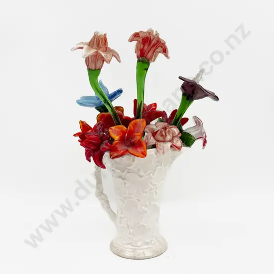 Quantity of Artglass Flowers in Ceramic Jug