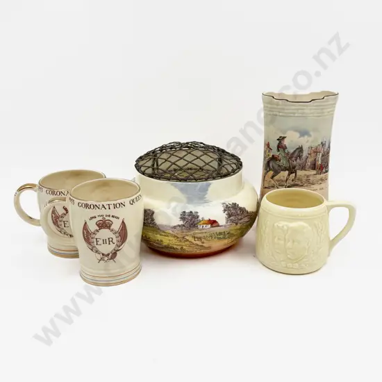 RD Rosebowl & Four Pieces English Pottery