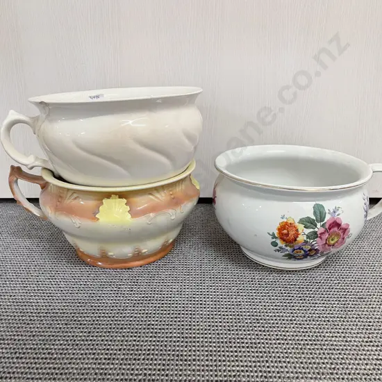 Three Ceramic Chamberpots (One a/f)
