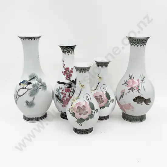 Five Chinese Inverted Ballister Vases