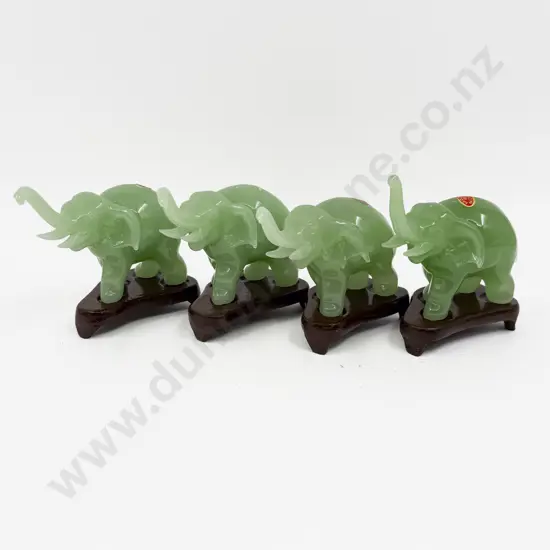 Set of Four Boxed Imitation Jade Elephant Figures