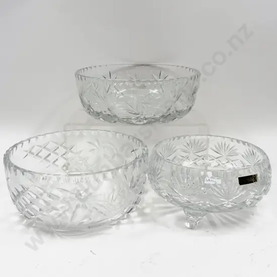 Three Faceted Crystal Bowls