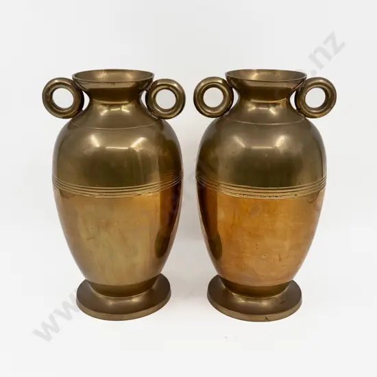 Pair of Brass Double-handled Vases