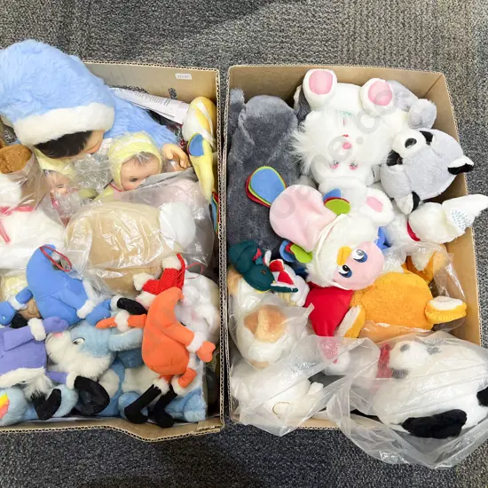 Two Boxes of Assorted Soft Toys