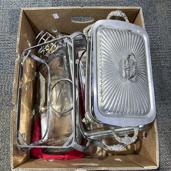 Boxed Quantity of Assorted Silver Plate