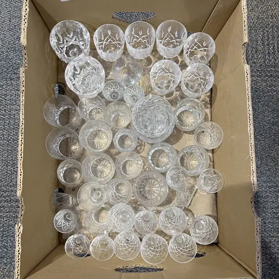 Boxed Quantity of Assorted Crystal Glasses