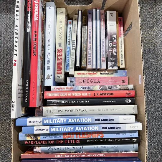 Boxed Quantity of Assorted Military Reference Volumes