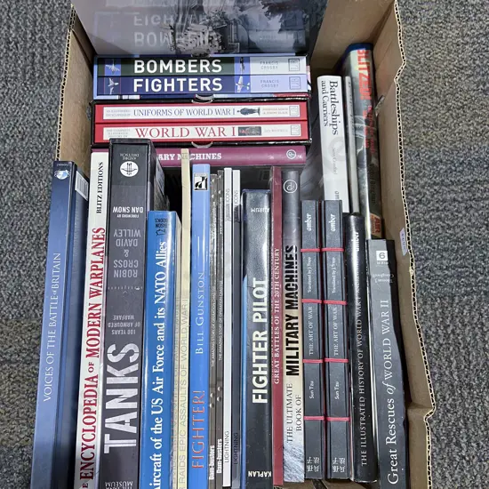 Boxed Quantity of Assorted Military Reference Volumes