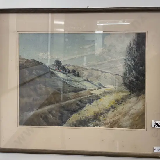 Indistinctly Signed - Churchill Dr Watercolour on Paper