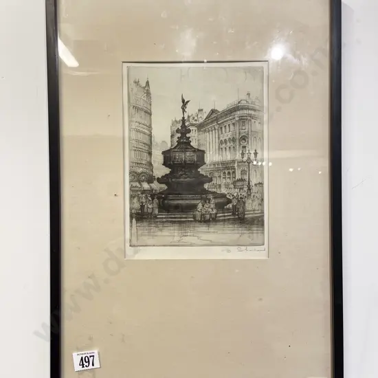 Indistinctly Signed - European City Drypoint Etching