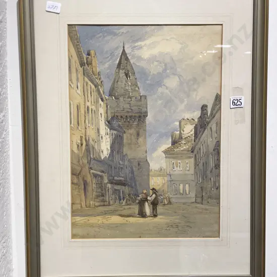 John Callow (British 1822 - 1878) - European Street Scene - W/C