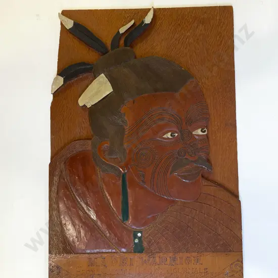 "Maori Warrior From Captain Cook's Journals" - Carving