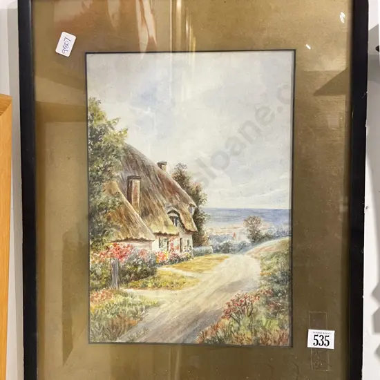 Unknown Artist - "Coastal Landscape with House"- Watercolour