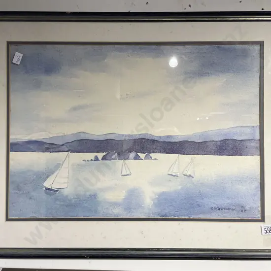 R. A Grossman - "Yachts - Days Bay" - Watercolour