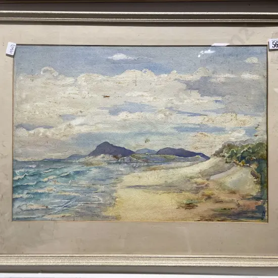 Unknown Artist - "Beachside Landscape" - Watercolour (a/f)