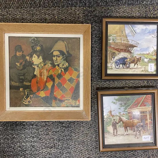 Pablo Picasso - "Harlequin with Glass" - Reproduction Print & Two Others