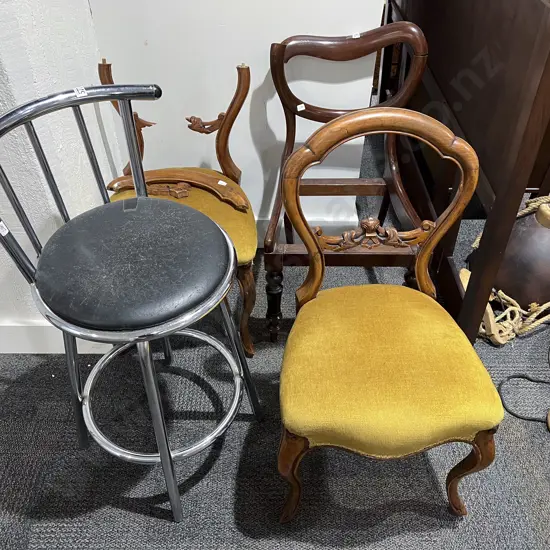 Three Chairs For Restoration Together with Revolving Bar Stool
