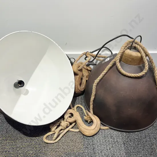 Pair of Large Industrial Style Pendant Lights