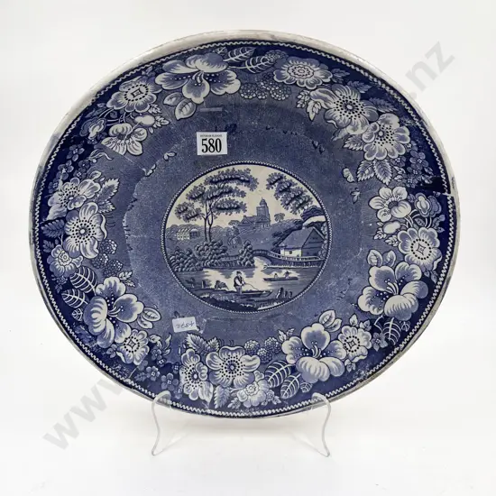 Antique Blue and White Ceramic Table Bowl (some repairs)