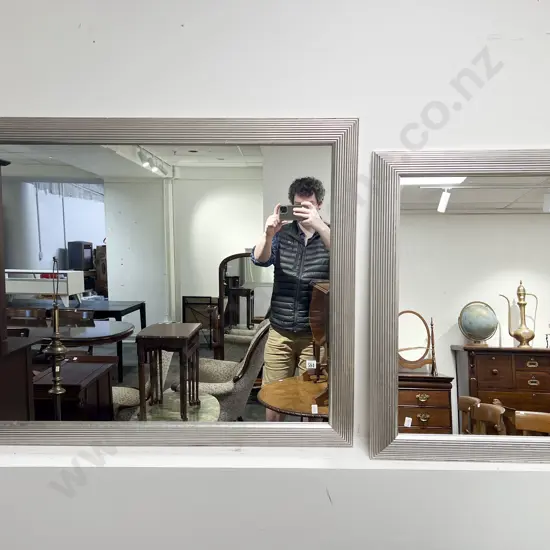 Graduated Pair of Reeded Edge Framed Mirrors